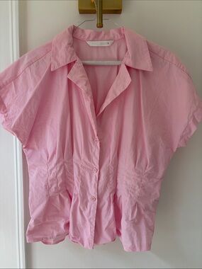 Zara Pink Short-Sleeve Button-Front Shirt